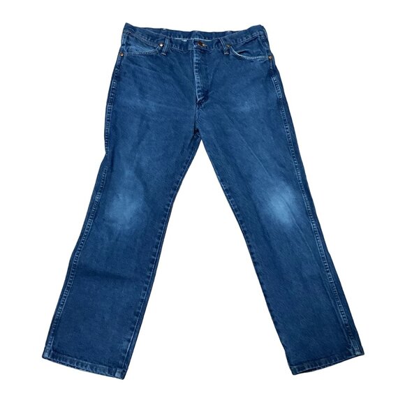 VTG WRANGLER COWBOY CUT JEANS SIZE 36 X 29 BLUE 936PWD STRAIGHT LEG USA MADE MEN - Picture 3 of 5